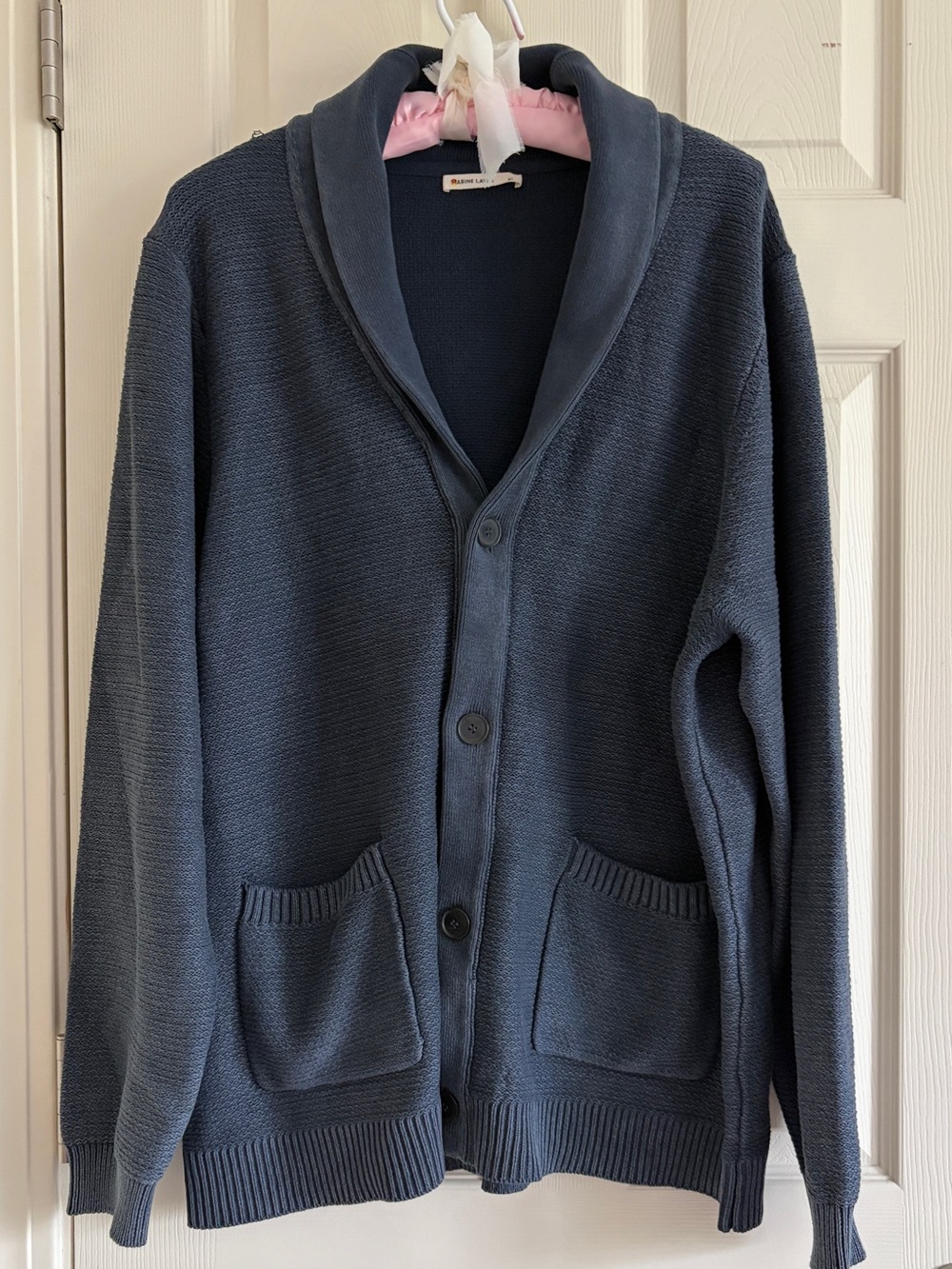 Marine Layer Men's Shawl Collar Button Cardigan Sweater - Gray Blue Size XL
